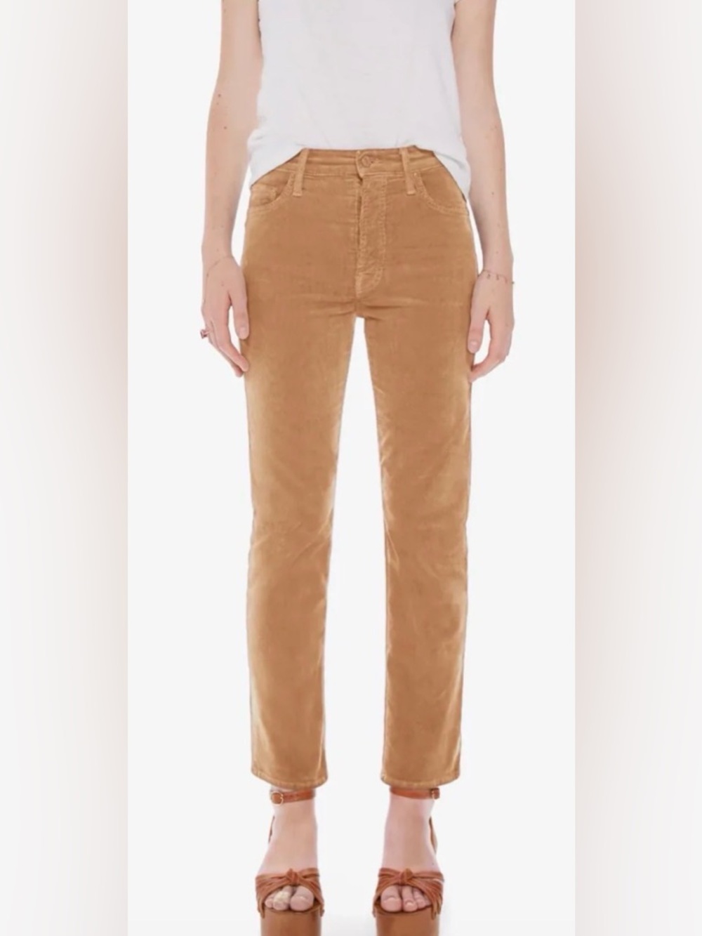 MOTHER The Tomcat Ankle Cafe Spice Corduroy Khaki Size 26